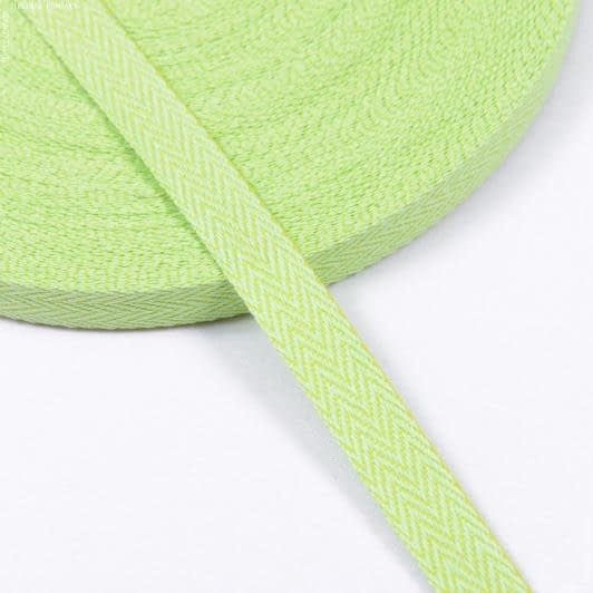 Ткани фурнитура для декора - Декоративная киперная лента елочка салатовая 15 мм
