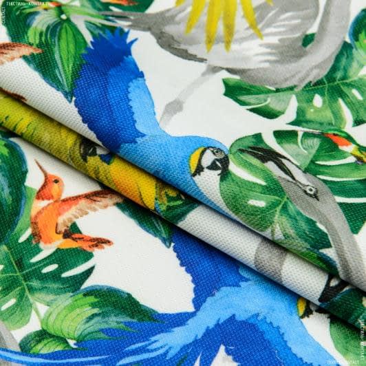 Ткани для перетяжки мебели - Декоративный нубук Петек  БАСКИЛИ/  BASKILI тропические птицы