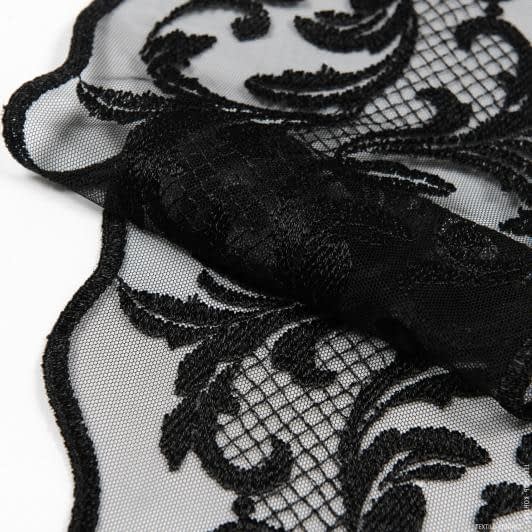 Тканини для рукоділля - Декоративне мереживо Зара колір чорний 17 см