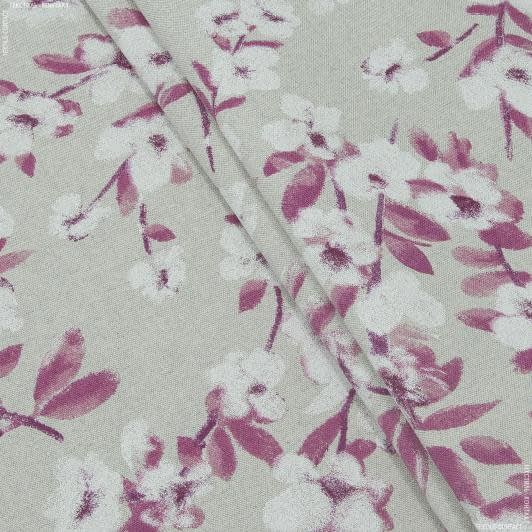 Ткани для дома - Декоративная ткань Сакура фуксия, молочный