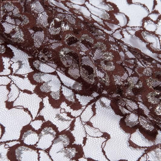 Тканини ненатуральні тканини - Гіпюр з люриксом коричневий
