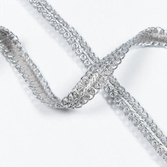 Тканини фурнітура для декора - Тасьма окантувальна Хромі колір срібло 13 мм