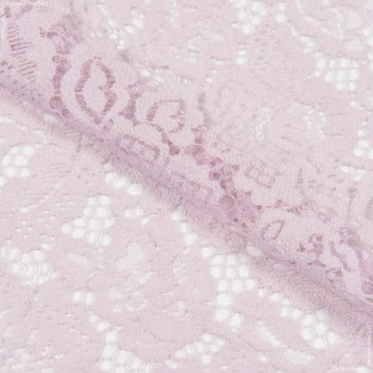 Ткани для блузок - Гипюр жгутик сиренево-розовый
