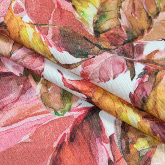 Тканини портьєрні тканини - Декоративна тканина Листя колір теракот