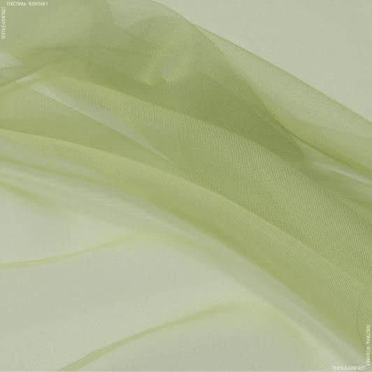 Ткани гардинные ткани - Тюль микросетка Блеск цвет зеленое яблоко с утяжелителем
