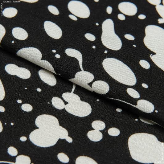 Тканини для суконь - Трикотаж віскозний принт плями білі на чорному