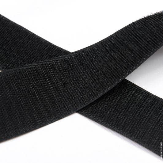 Ткани готовые изделия - Липучка Велкро пришивная жесткая часть черная 40мм/25м