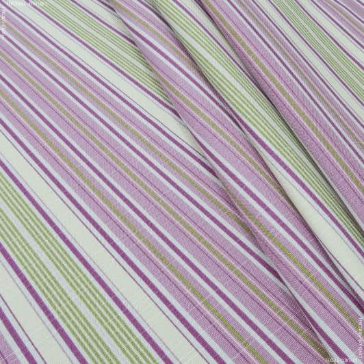 Ткани для дома - Декоративная ткань Саймул Эрин полоса лиловая, оливка, желтый
