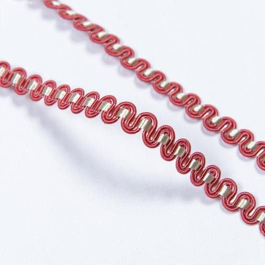 Тканини фурнітура для декора - Тасьма окантувальна Фіджі колір бордо, бежевий 10 мм
