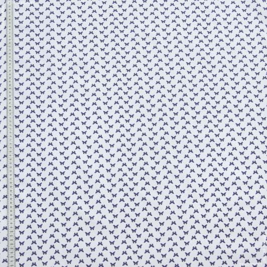 Ткани для рубашек - Экокоттон мотыльки фиолет, фон белый