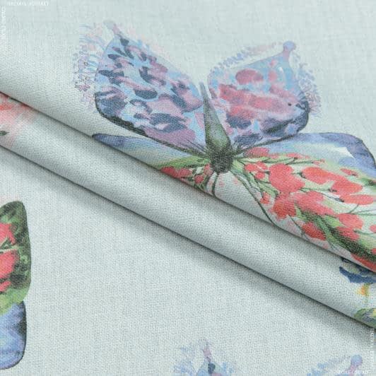 Тканини для декору - Декоративна тканина Метелики, птахи фон сірий
