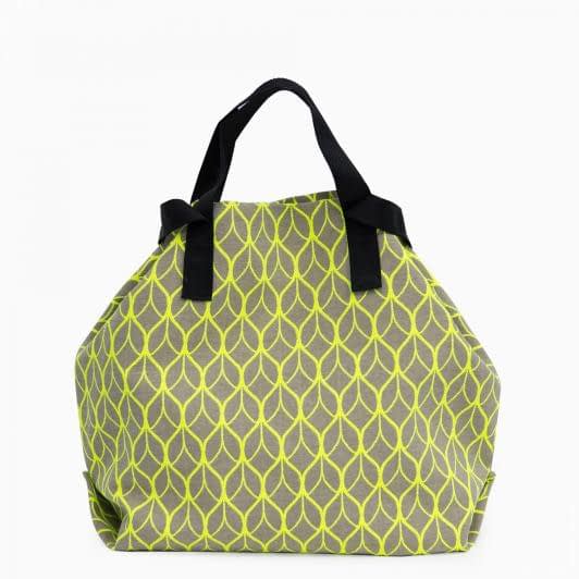 Ткани сумка шоппер - Сумка шоппер дайнис /лист/беж. ярко салатовый  50х50 см