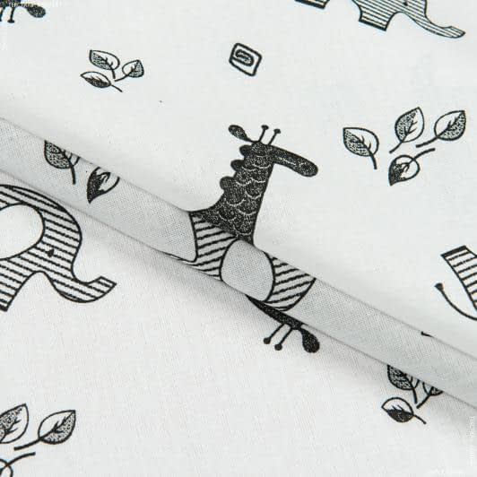 Ткани для детского постельного белья - Ситец 67-ткч детский жираф черный