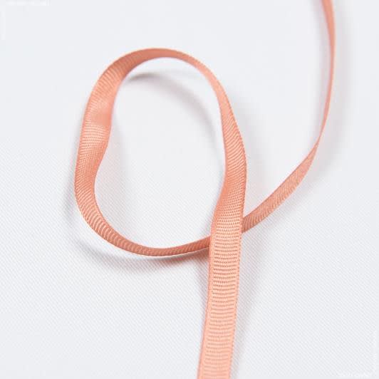 Ткани фурнитура для дома - Репсовая лента Грогрен  оранжево-розовая 7 мм