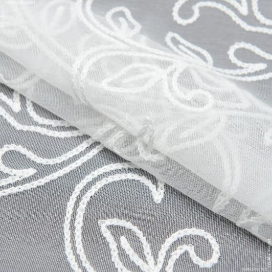 Тканини гардинні тканини - Тюль мікросітка вишивка Магдалена колір молочний (купон)