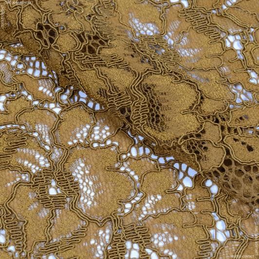 Тканини ненатуральні тканини - Гіпюр з фестоном квіти охряні