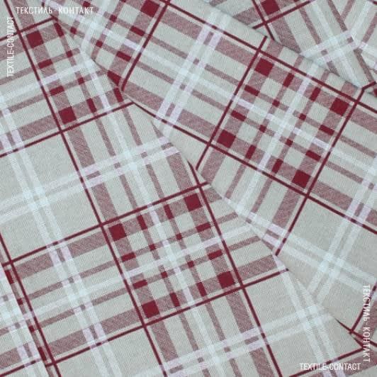 Ткани портьерные ткани - Декоративная ткань Горее клетка бордо