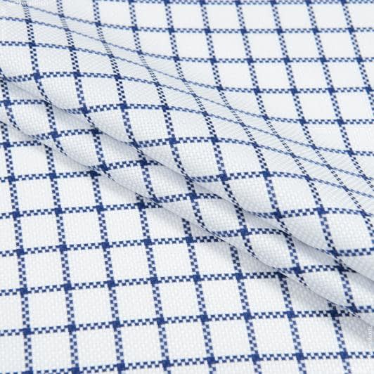Тканини для блузок - Сорочкова CANCLINI рогожка у клітинку синьо-білу