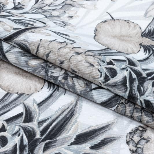Тканини для штор - Декоративна тканина лонета Пінас ананаси бежевий, сірий