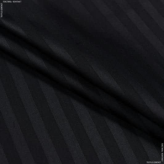 Ткани для дома - Сатин черный  полоса 1 см
