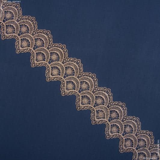 Ткани фурнитура для декора - Декоративное кружево Кармина блеск т.беж,серебро 10 см