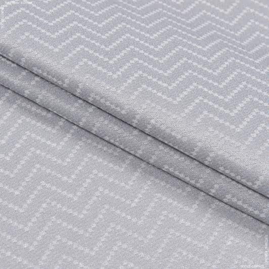 Ткани портьерные ткани - Скатертная ткань Камелия  зигзаг св.серая