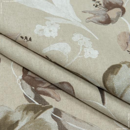 Ткани для дома - Декоративная ткань Ярма цветок ириса бежевый, серый
