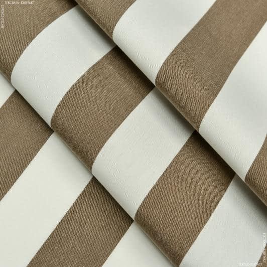 Тканини портьєрні тканини - Дралон смуга /LISTADO колір молочний, кава