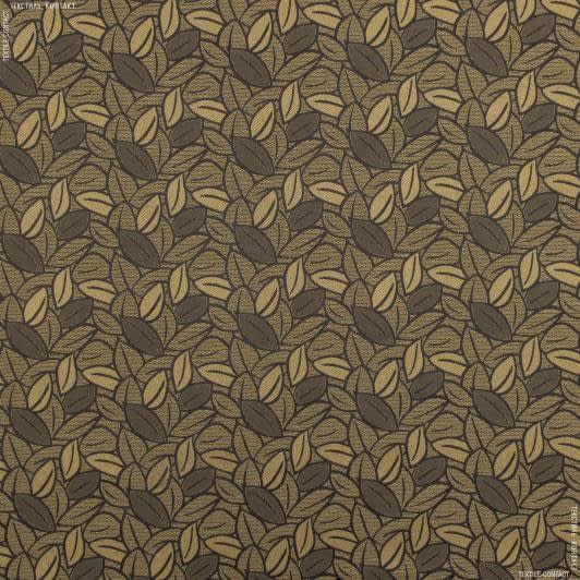 Тканини для декоративних подушок - Декор-гобелен листя старе золото,коричневий