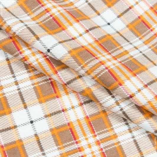 Тканини для сорочок і піжам - Фланель сорочкова клітина коричневий / оранжевий