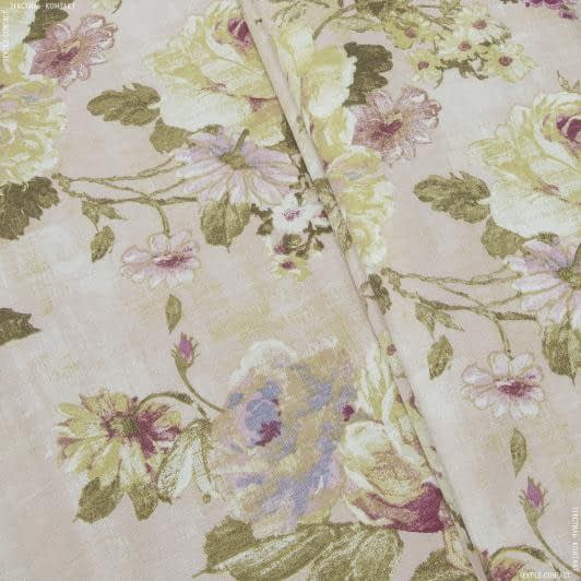 Ткани портьерные ткани - Декоративная ткань лонета Айрейт /IRATI цветы крупные фрез