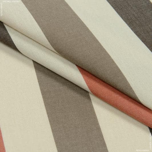 Ткани для штор - Дралон полоса /LISTADO цвет крем, бежевая, коричневый