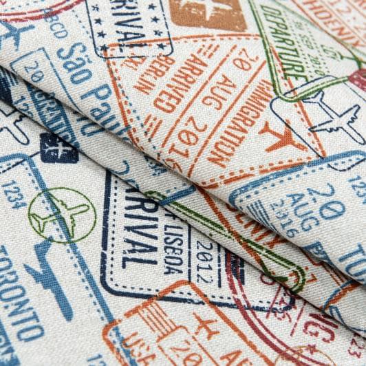 Тканини портьєрні тканини - Декоративна тканина лонета Тревел фон бежевий