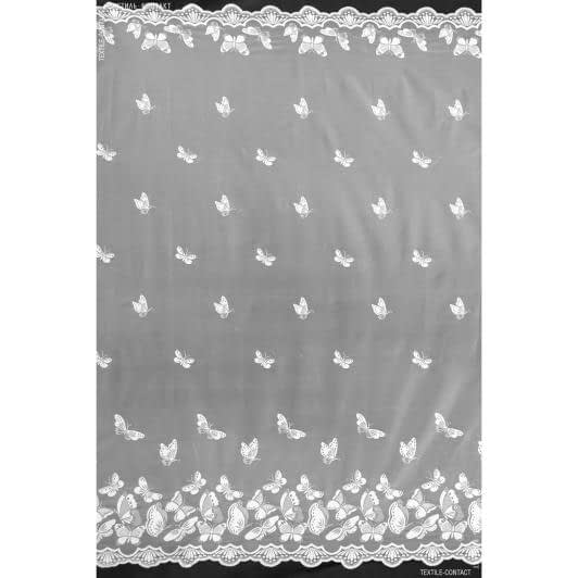 Ткани гардинное полотно (гипюр) - Гардинное полотно / гипюрБабочки белый купон (2х сторонний фестон)