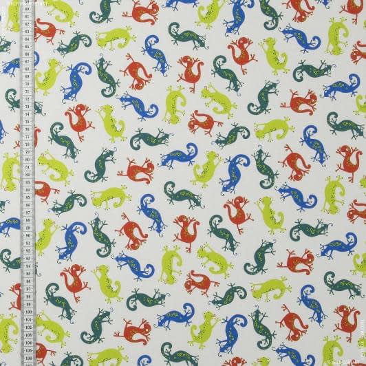 Ткани для пэчворка - Экокоттон  цветные саламандры