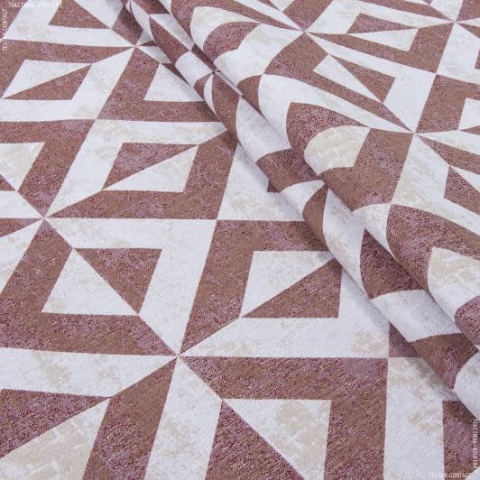 Тканини портьєрні тканини - Жакард Трамонтана графіка бордовий, бежевий