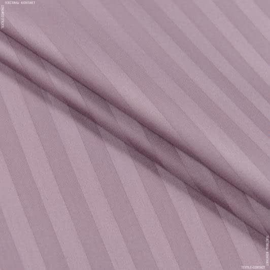 Тканини для постільної білизни - Сатин рожеве какао смуга 1 см