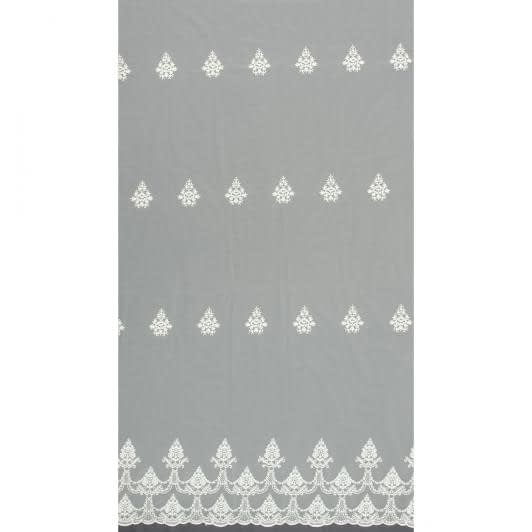 Ткани гардинные ткани - Тюль сетка вышивка Катрин крем, с блеск с фестоном