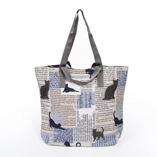 Тканини сумка шопер - Сумка шоппер МАГЕЗИН коти /блакитний, бежевий 50х50
