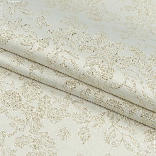 Тканини для декоративних подушок - Жакард  новорічний  люрекс гірлянда золото