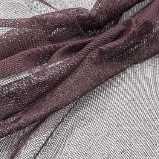Тканини гардинні тканини - Тюль сітка Крафт колір т.пурпуровий з обважнювачем