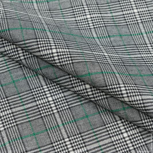 Тканини для штанів - Костюмна в клітинку зелена нитка