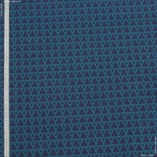 Ткани для декоративных подушек - Экокоттон треугольники т.голубая бирюза