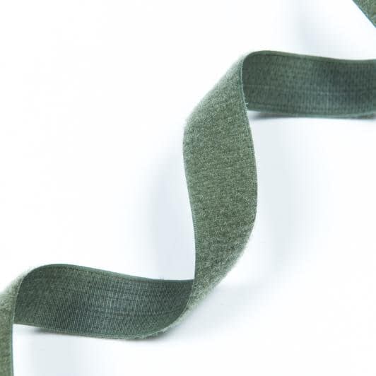 Ткани фурнитура для декора - Липучка Велкро пришивная мягкая часть цвет хаки зеленый 30мм/25м