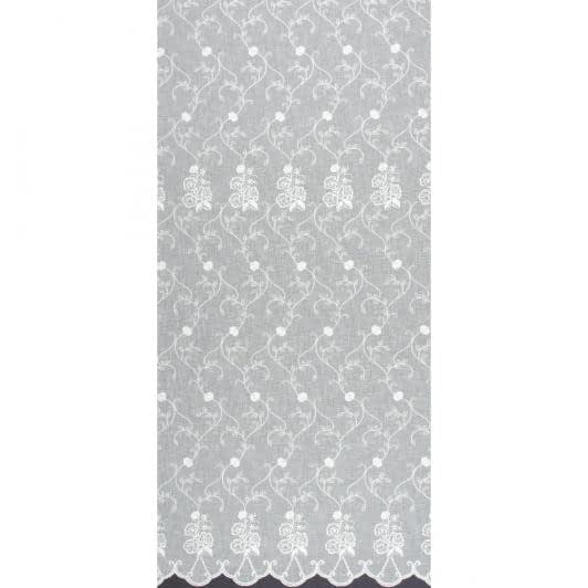 Ткани сетка - Тюль сетка вышивка Аурель белая  с фестоном
