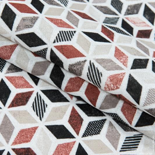 Тканини всі тканини - Декоративна тканина лонета Лайф абстракція коричнево-бурий,чорний,беж