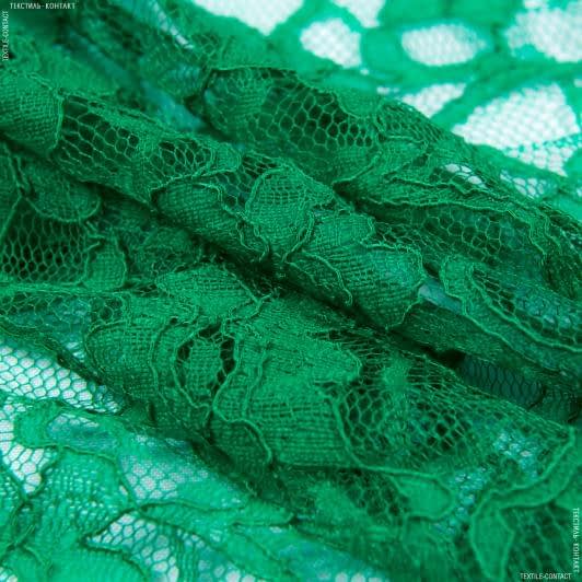 Тканини для суконь - Гіпюр жгутик зелений