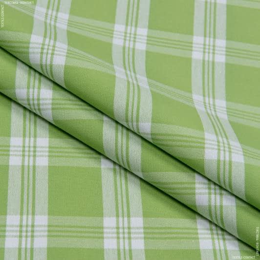 Тканини бавовняні сумішеві - Декоративна тканина Рустікана клітинка тартан колір зелене яблуко