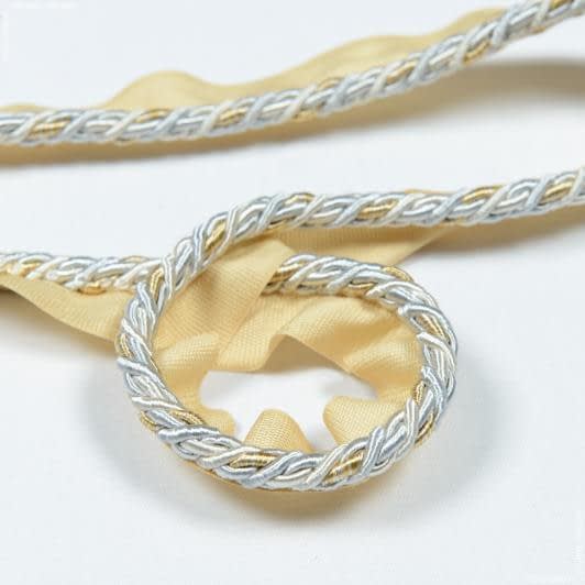 Ткани фурнитура для декора - Шнур окантовочный Корди /CORD цвет серый, молочный, золото 7 мм