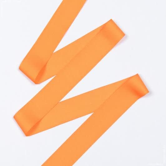 Ткани для украшения и упаковки подарков - Репсовая лента Грогрен  оранжевая 40 мм